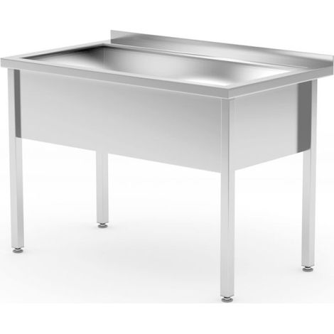Table avec bac de lavage simple - soudé, profondeur 700 mm, hauteur du bac 300 mm - Ref 812853 - 70x80xH88 cm - Hendi