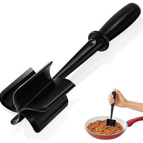 Rallador de carne para hamburguesas, rallador resistente al calor, pavo picado, etc, rallador mezclador antiadherente (negro) (1/5)