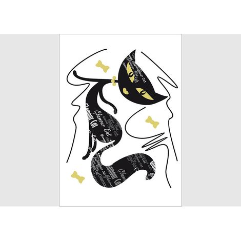 Stickers Animaux - Glamour Chats Noirs Girl - 1 planche 65 x 85 cm (1/5)