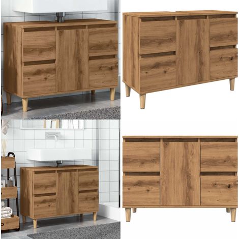 vidaXL Waschbeckenunterschrank Artisan-Eiche 80x33x60 cm Holzwerkstoff (1/5)