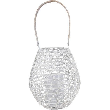 Lanterne rotin blanc 25x50 cm (1/2)