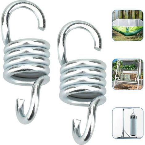 Paket mit 2 Haken zur Befestigung von Hängematten, Sandsäcken, Edelstahlfedern, maximale Belastung 250 kg.