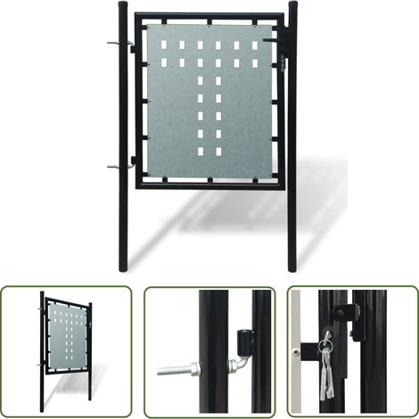 The Living Store Zauntor (Einzeltor) Schwarz 100x125 cm - Zauntor - Gartentor - Zaun - Metalltor - Stahltür (1/5)