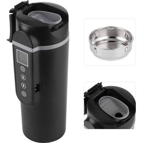 Mascot Car Kettle, bollitore elettrico per auto da 12 V/24 V, tazza per acqua riscaldata per auto/camion, bollitore elettrico portatile per auto con display LCD in acciaio inossidabile 304 (1/5)