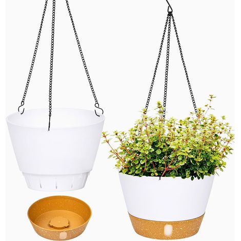 Lot de 2 Jardinière, 20,3 cm Diamètre, Crochet, Plastique, Intérieur Extérieur (1/5)