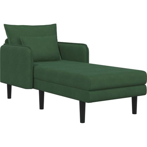 Chaise longue de gran tamaño Verde oscuro Tela de pana vidaXL (1/5)