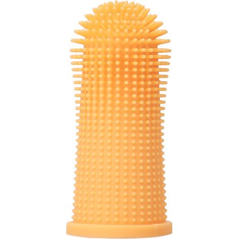 Orange Hundezahnbürste 2,3 x 2,3 x 5 cm1 360 Grad Katzen- und Hundezahnbürste Zahnreinigung Fingerzahnbürste (1/5)