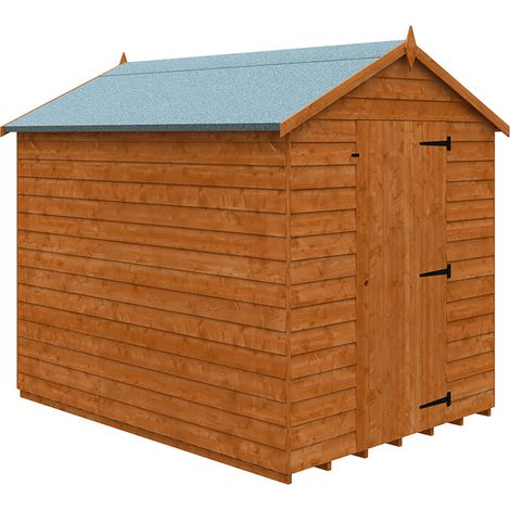 8 x 6 Feet Value Apex 9mm Shed - Solid Wood/Softwood/Pine - L235 x W175 x H217.9 cm - Burnt Orange
