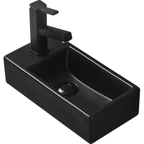 Mexen Inez lavabo da appoggio destro 41 x 21 cm, nero opaco - 21484085R (1/2)