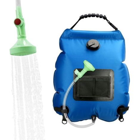 Sac de douche solaire – 20L – bleu – exterieur – sac eau pliable – chauffage solaire – camping (1/5)