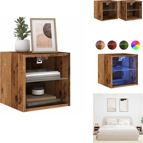 Meubles TV muraux et lumières LED 2pcs vieux bois 30x28,5x30cm - Meuble TV Mural - Meubles TV Muraux - Meuble TV Flottant - Armoire TV Murale (1/5)