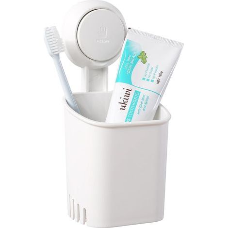 Porte-brosse à dents à ventouse, organisateur de brosse à dents sans perçage, support mural étanche pour brosse à dents électrique et dentifrice (1/5)