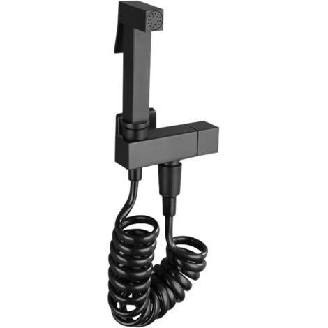 Handbrause mit Rosenmotiv, multifunktionales, handgeführtes Wandbidet in Kupfer-Schwarz, inklusive Toilettenschlauch, Ventilhalterung und Zubehör für die Badreinigung. Auch als Aufsteckbidet für Zuhau (1/5)