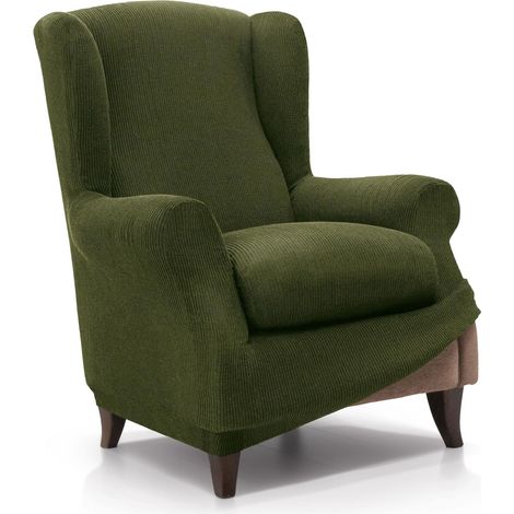 Housse de Fauteuil à Oreilles élastique de 70 à 100 cm Modèle Reale Pelouse Housse réglable pour Fauteuil à Oreilles Universelle Protecteur en Tissu Jacquard Toucher Coton (1/5)