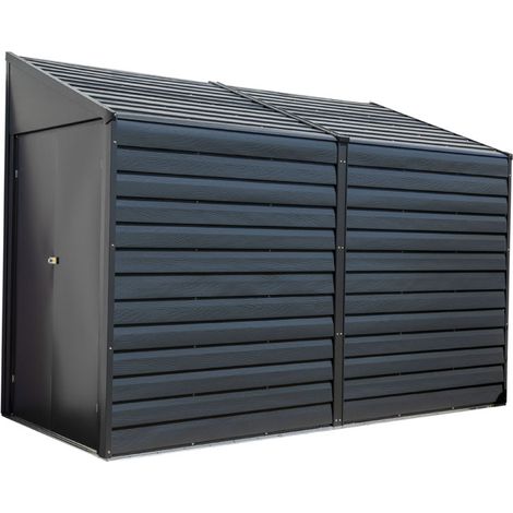 Spacemaker Metall Gerätehaus Anlehnhaus 410 Grau 124x295x208 cm (1/5)
