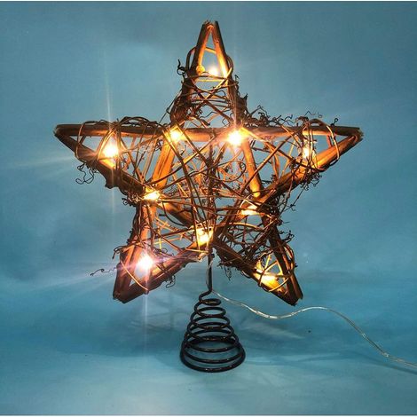 Étoile Décorative - Étoile en Rotin Naturel pour Arbre de Noël - 25 cm Hauteur 30 cm Diamètre - Décoration Festive Intérieure Extérieure - 1 Pièce (1/5)