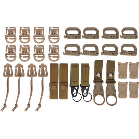 30 Pièces Attache Molle Boucle D Sangle Sac à Dos Ruban Nylon Accessoires Randonnée Pique-Nique Voyage Couleur Terre (1/5)