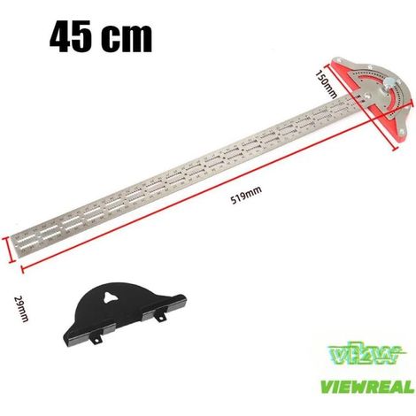 Regla/Regla angular, regla industrial para carpinteros, regla de aluminio para carpinteros, regla de acero inoxidable, regla de borde de 450 mm (1/5)
