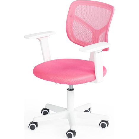 Chaise de Jeu Compacte Rose, Design Pivotant Ergonomique, Accoudoir Réglable, Matériau en Maille Respirant, Style Moderne Compact, Siège de Bureau à Domicile, Mobilité Facile, 50x53x87cm (1/5)