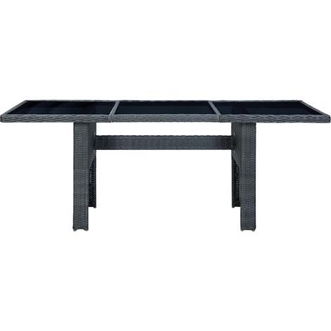 Maison Exclusive - Gartentisch Dunkelgrau Poly Rattan und Hartgla (1/5)