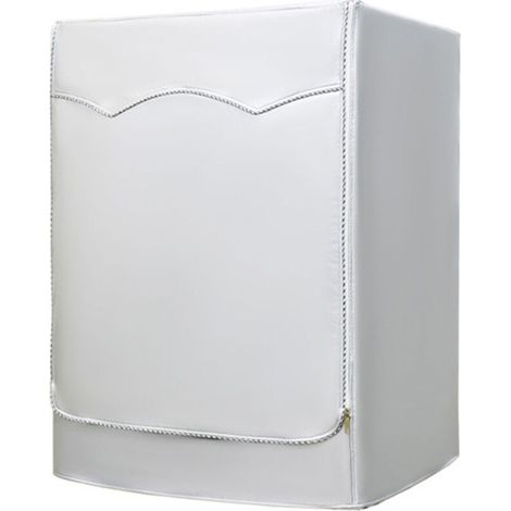 Housse de machine à laver imperméable, anti-poussière et protection solaire pour lave-linge entièrement automatique, en tissu Oxford argenté avec passepoil et fermeture éclair, taille L. (1/5)