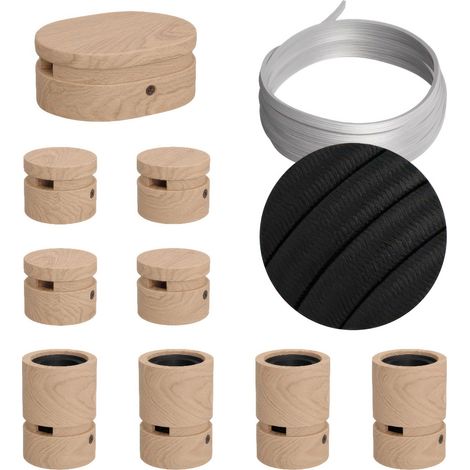 Sistema Filé Symmetric Kit - con cavo di 5 m per catenaria e 9 componenti in legno per interni