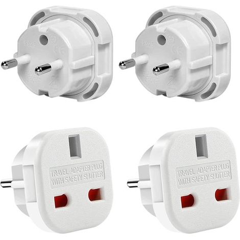 2x Reiseadapter mit britischem Stecker auf französischen Stecker,Adapter von Großbritannien nach Frankreich,Polen und Schweden
