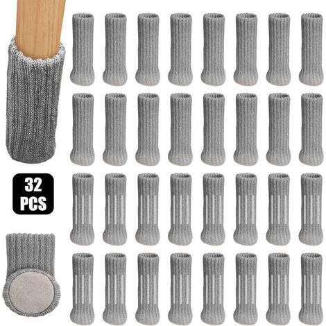 (Gris)32Pcs Chaussettes de Chaise Mobilier en Feutre pour Pieds de Chaise,Table mobilier Tampons Plancher Protège,Évitez Les Rayures et Le Bruit (1/4)