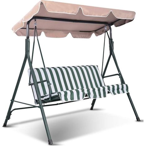 (191x132 cm Beige)Toit de Rechange pour Balancelle de Jardin Anti-UV, Toit Balancelle en Tissu Oxford imperméable 600D Imperméable avec Largeur de Bord 12cm Dimension (1/5)