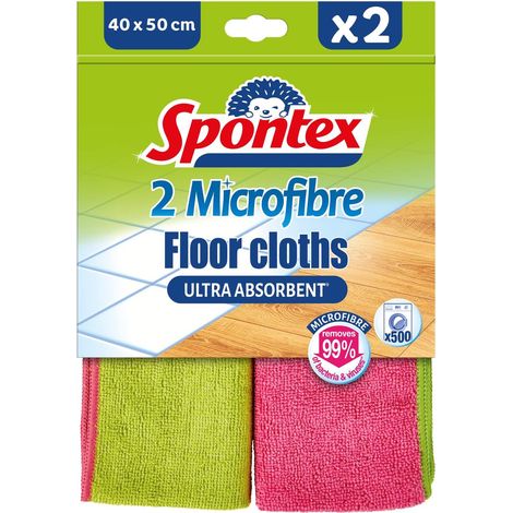 Spontex Microfibre Pavimenti, Panni Pavimenti, Rosa/Verde, 2 Unità (1/4)