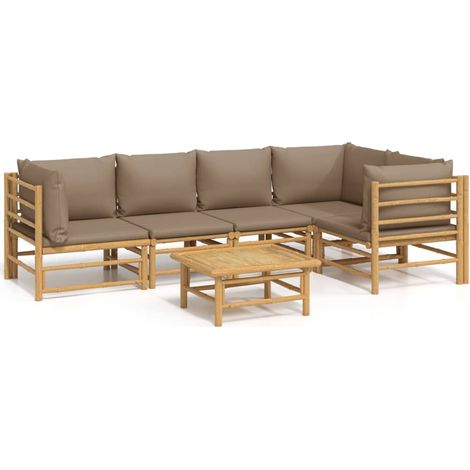 Maison Exclusive - 6-tlg. Garten-Lounge-Set mit Kissen Taupe Bamb