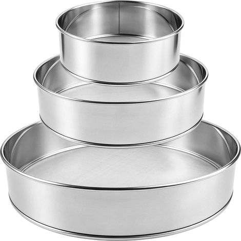3 Pièces Tamis Farine, 15/20/25cm Tamis à Farine INOX (1/5)