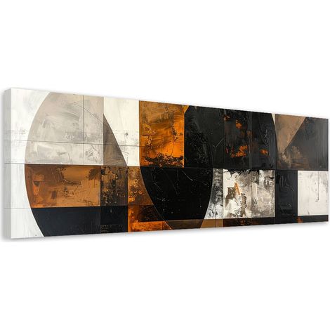 Stampe su Tela, Astrattismo cerchi forme marrone e grigio, 90x30 (1/5)