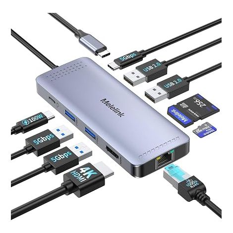 Hub USB C HDMI Ethernet Gigabit, Docking station USB C PD Charge Multi Data Ports USB C, USB, USB, Lecture de Carte SD/TF Dock pour Dell, HP, Lenovo (1/5)