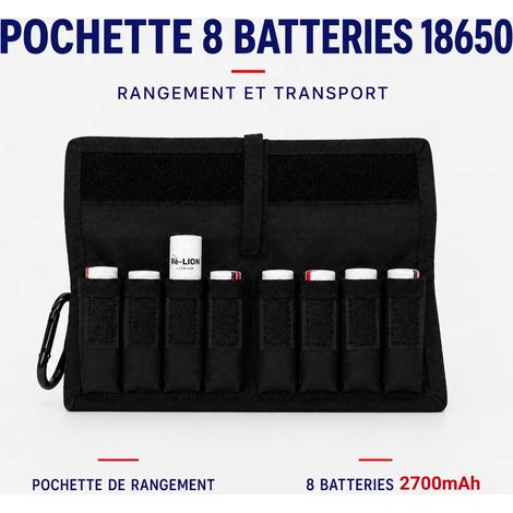 Pochette ceinture avec 8 batteries lithium-ion 18650 2700 mAh testées en France – RE-LION FACTORY (1/5)