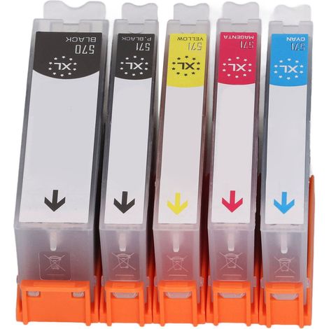 Les cartouches d'encre pour imprimante 570-571 avec remplissage d'encre conviennent aux cartouches d'encre 5 couleurs des imprimantes PIXMA MG5750/MG5751/MG5752 Silver/MG5753. (1/5)