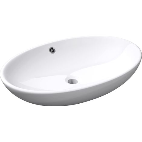 Mai & Mai Lavabo da Appoggio 63X41X15cm, Lavandino Bagno in Ceramica Ovale Nano Rivestimenti inclusi, Brüssel306 (1/5)