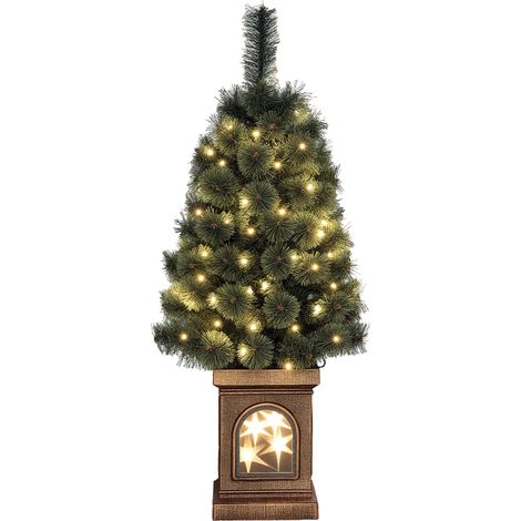 Sapin de Noël artificiel réaliste avec LED intégrées, intensité réglable et 8 modes, 45 x 90 cm, arbre vert décoratif intérieur (1/5)