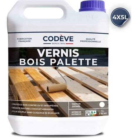 Vernis Bois Palette - 4x5 L - Codeve Bois - Pour Protéger Votre Bois De Palette En Pin, Sapin, Douglas Ou Peuplier.