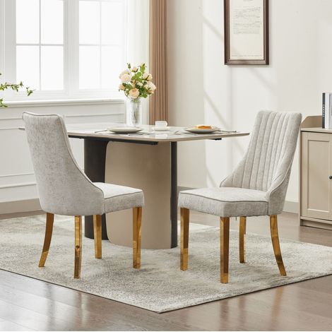 chaise salle a manger chenille dossier haut beige lot 1 OKMYHOME (1/5)