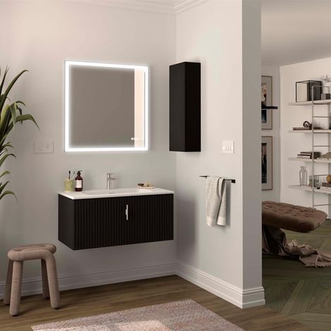 Armoire murale BIBA 900 1 tiroir métal et tiroir dissimulé BLACK VELVET 897 x 405 x 450 mm (1/4)