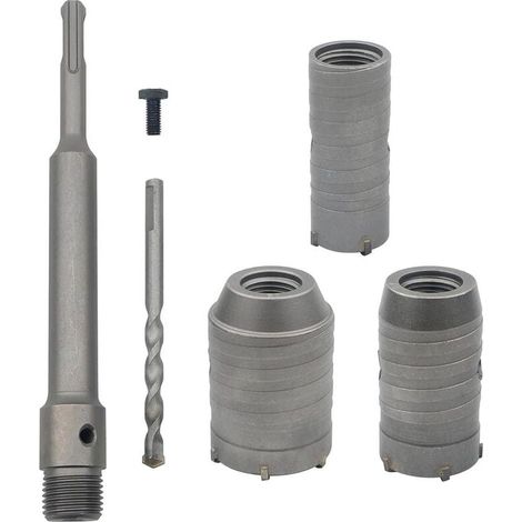 Mèche de forage en béton avec manche rond de 350 mm SDS Plus Trépan pour trou de sciage de béton Mèche de forage pour mur en pierre de ciment avec expansion de 30/40/50 mm (Argent) (1/4)