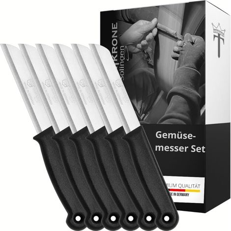 Couteaux à Éplucher Premium, Acier Inoxydable de Solingen, Lot de 6 - Lame 8,5cm, Ergonomique pour Cuisine (1/5)
