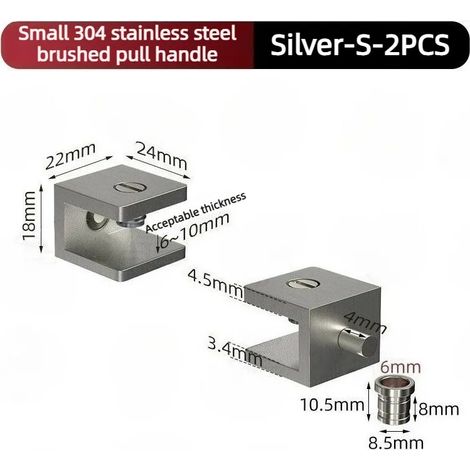 (Silver-S-2PCS) 2 charnières actives pour porte vitrée, pivotement à 90°, acier inoxydable 304, accessoires pour verre, pinces de fixation pour moustiquaire, axe supérieur et inférieur (1/5)