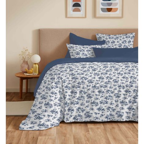 Pack complet housse de couette réversible "Vanessa" 6 pièces pour lit 160 x 200 Eloise Bleu