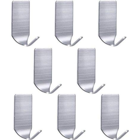 Strong Hooks, Wall Hooks, Waterproof Stainless Steel Wall Hooks for Dresses, Towels, Keyrings, Christmas Bags, Lights - Home, Kitchen, Living Room, 8-Pack.