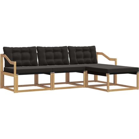 Outdoor Sofa Set with Cushion 4 pcs White and Black vidaXL (1/5)