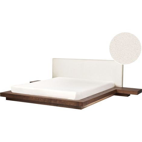 Bed with LED Boucle ZEN 180 x 200 cm (EU Super King) LED Brown Ash Wood (1/5)