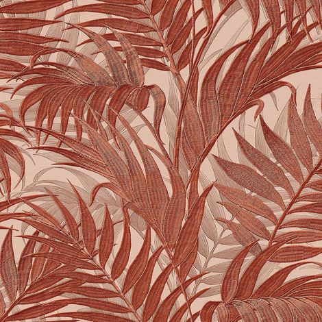 Tropical Palm Leaf Orange Wallpaper Design ID Textured Paste The Wall Vinyl (1/4)