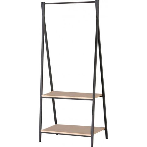 Vestiaire penderie 60x40x150 cm décor naturel et noir - ENORA (1/4)